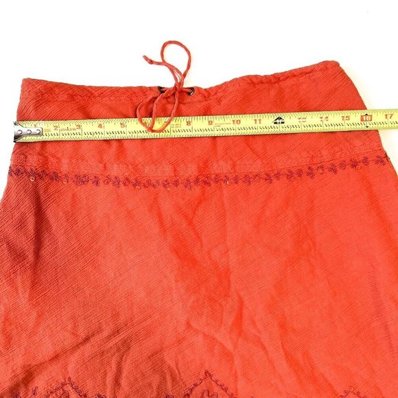 St John's Bay Orange Embroidered 100% cotton boho A line skirt Medium - Picture 8 of 9
